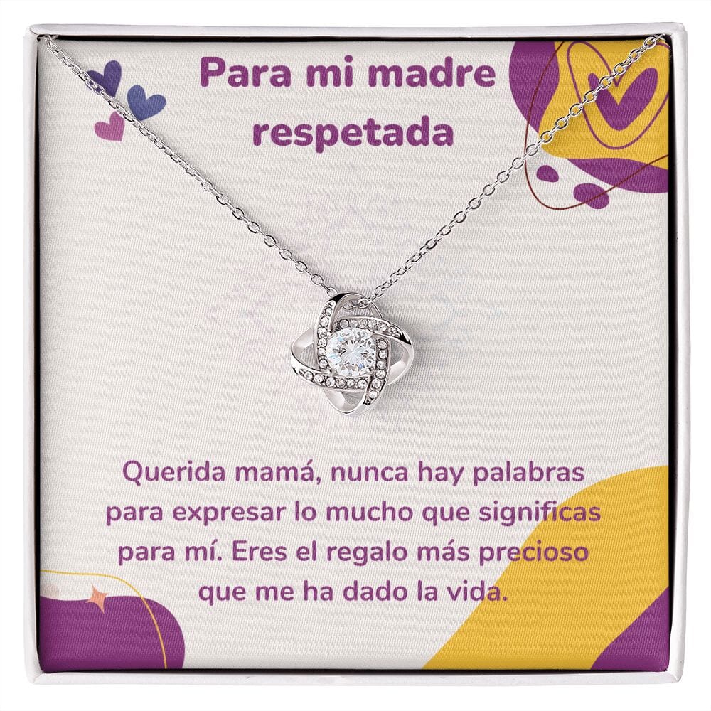 Para mi madre respetada - Collar Love Knot - Nudo de amor Jewelry ShineOn Fulfillment Acabado en oro blanco de 14 k Standard Box 