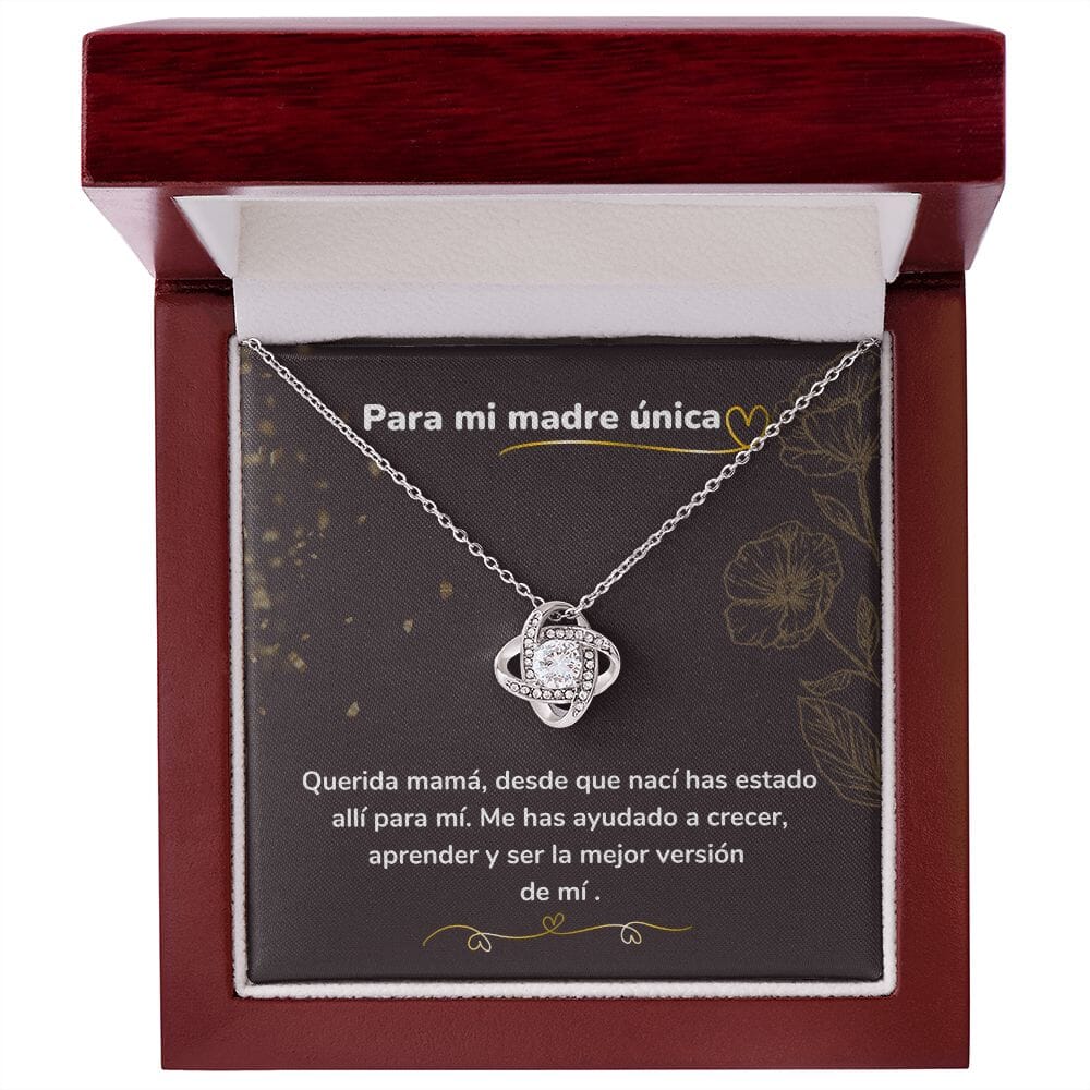 Para mi madre única - Collar Love Knot - Nudo de amor Jewelry ShineOn Fulfillment Acabado en oro blanco de 14 k Luxury Box 