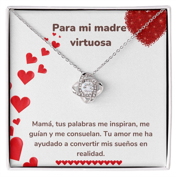 Para mi madre virtuosa - Collar Love Knot - Nudo de amor Jewelry ShineOn Fulfillment Acabado en oro blanco de 14 k Standard Box 