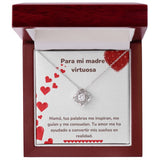 Para mi madre virtuosa - Collar Love Knot - Nudo de amor Jewelry ShineOn Fulfillment Acabado en oro blanco de 14 k Luxury Box 