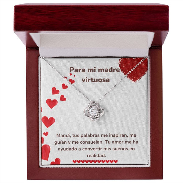 Para mi madre virtuosa - Collar Love Knot - Nudo de amor Jewelry ShineOn Fulfillment Acabado en oro blanco de 14 k Luxury Box 