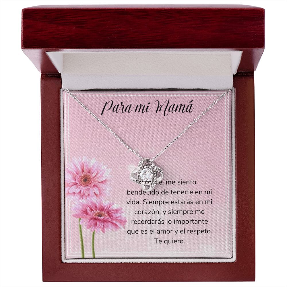 Para mi Mamá - Collar Nudo de Amor - Regalo Para Mamá - Jewelry/LoveKnot Acabado en oro blanco de 14 k Luxury Box 