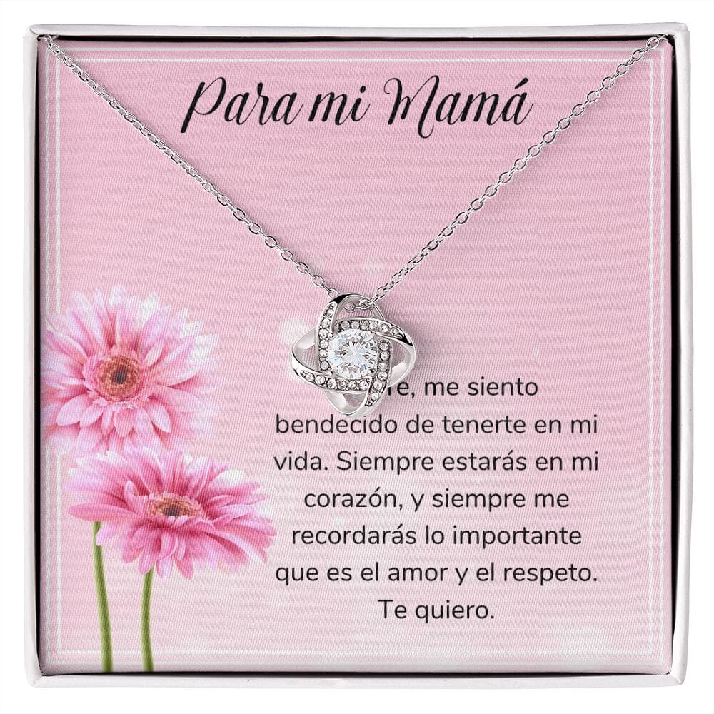 Para mi Mamá - Collar Nudo de Amor - Regalo Para Mamá - Jewelry/LoveKnot Acabado en oro blanco de 14 k Standard Box 