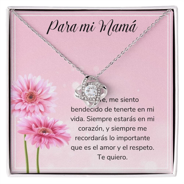 Para mi Mamá - Collar Nudo de Amor - Regalo Para Mamá - Jewelry/LoveKnot Acabado en oro blanco de 14 k Standard Box 