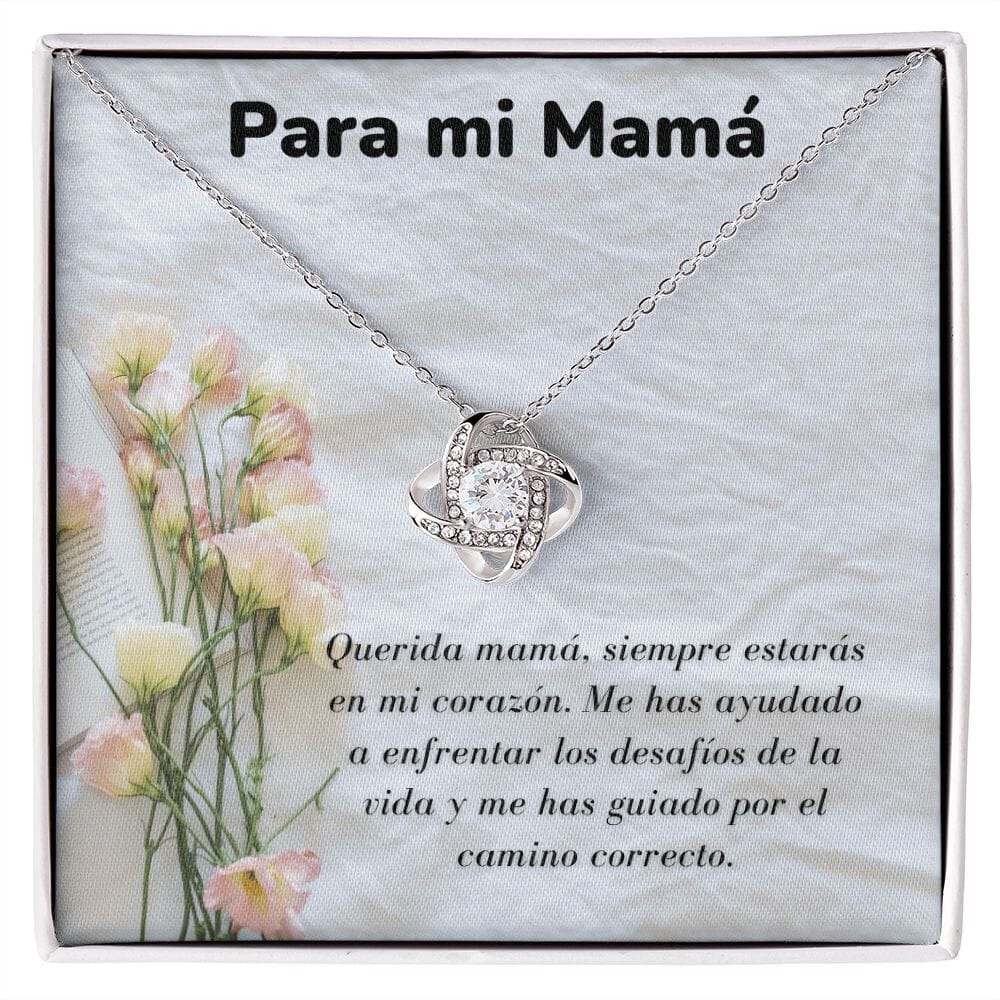 Para mi Mamá - Collar Para Mamá Nudo de Amor (LoveKnot) Jewelry/LoveKnot Acabado en oro blanco de 14 k Cajita Estándar (GRATIS) 