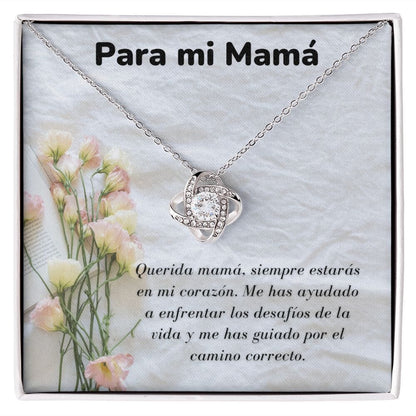 Para mi Mamá - Collar Para Mamá Nudo de Amor (LoveKnot) Jewelry/LoveKnot Acabado en oro blanco de 14 k Cajita Estándar (GRATIS) 
