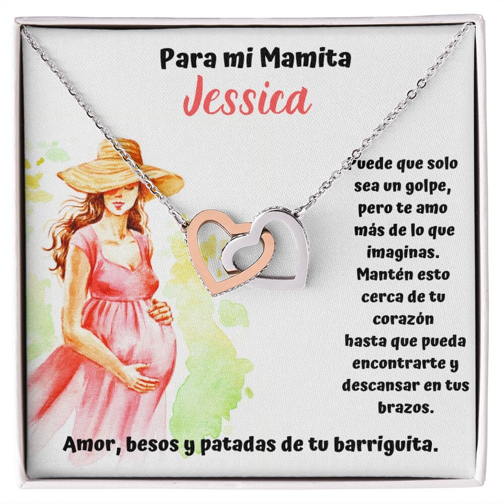 Para mi mamá que me espera feliz - Collar Dos Corazones. Personalizada Para mujer embarazada. Jewelry Standard Box 