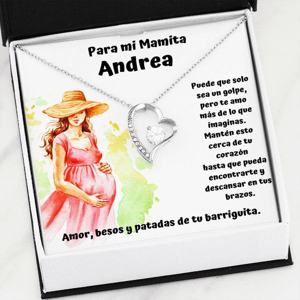 Para mi mamá que me espera feliz - Collar Forever Love para mi amor. Para mujer embarazada. Jewelry/ForeverLove 14k White Gold Finish 