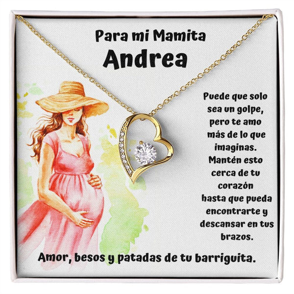 Para mi mamá que me espera feliz - Collar Forever Love para mi amor. Para mujer embarazada. Jewelry/ForeverLove 18k Yellow Gold Finish 