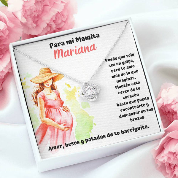 Para mi mamá que me espera feliz - Collar Nudo Amor. Personalizada Para mujer embarazada. Jewelry/LoveKnot 