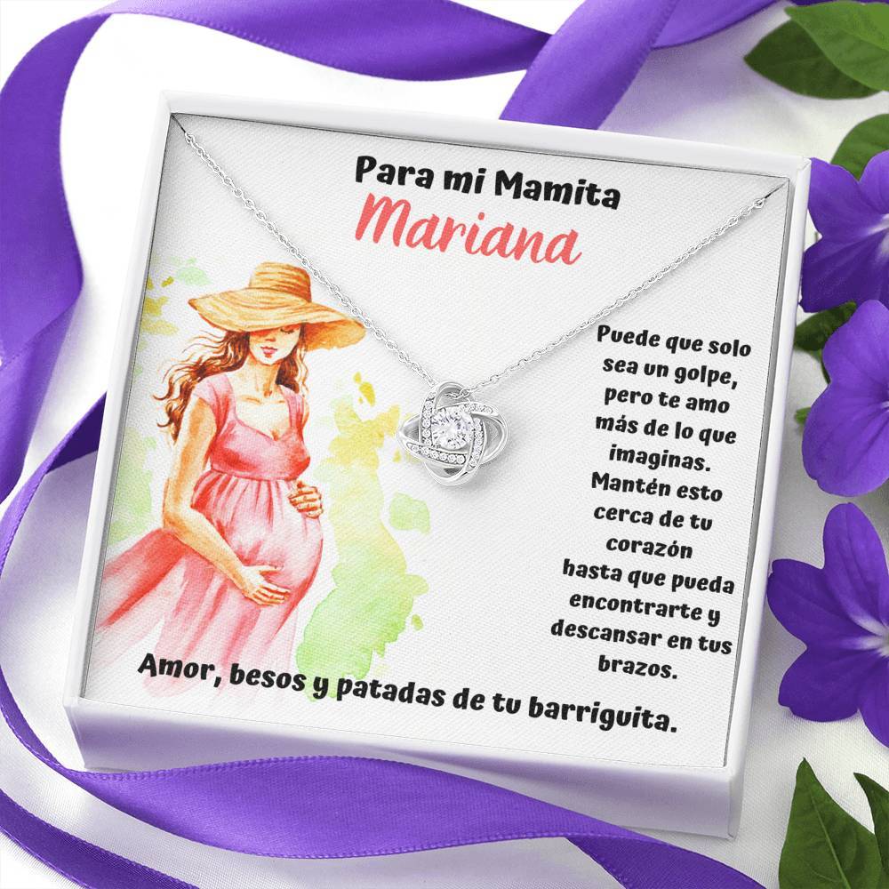 Para mi mamá que me espera feliz - Collar Nudo Amor. Personalizada Para mujer embarazada. Jewelry/LoveKnot 