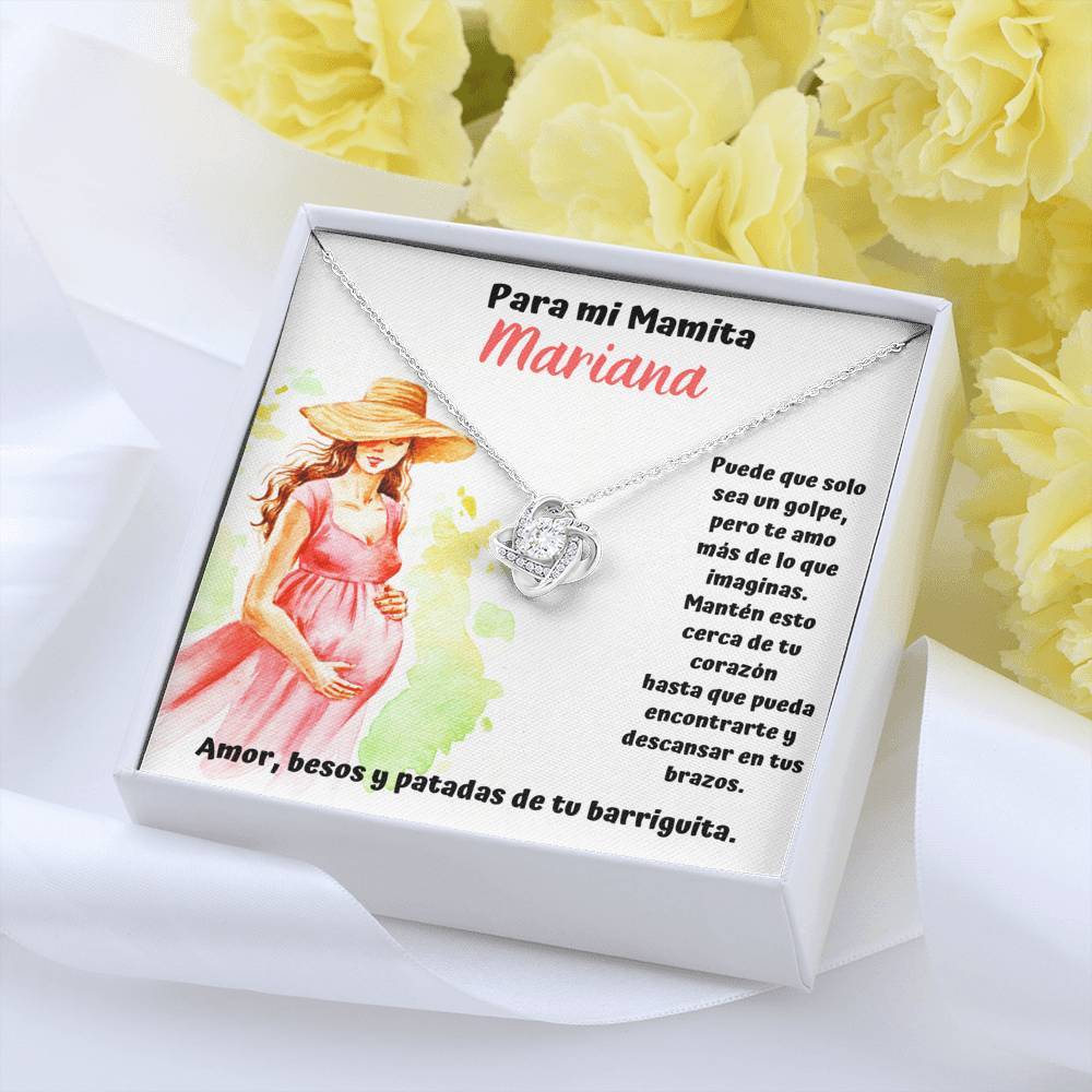 Para mi mamá que me espera feliz - Collar Nudo Amor. Personalizada Para mujer embarazada. Jewelry/LoveKnot 