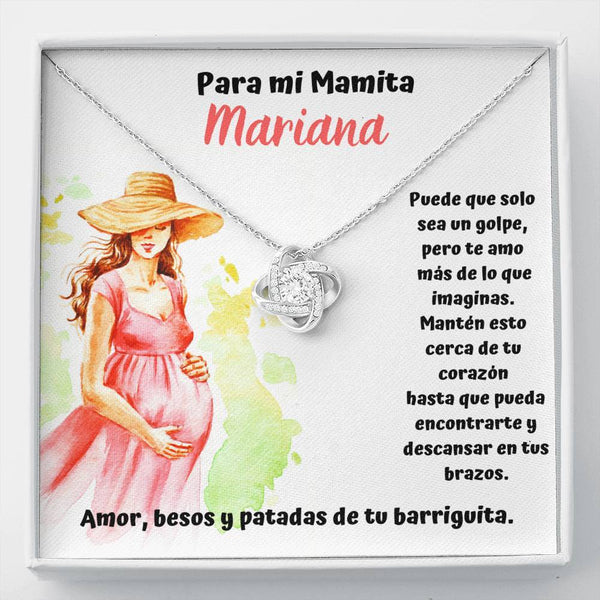 Para mi mamá que me espera feliz - Collar Nudo Amor. Personalizada Para mujer embarazada. Jewelry/LoveKnot 