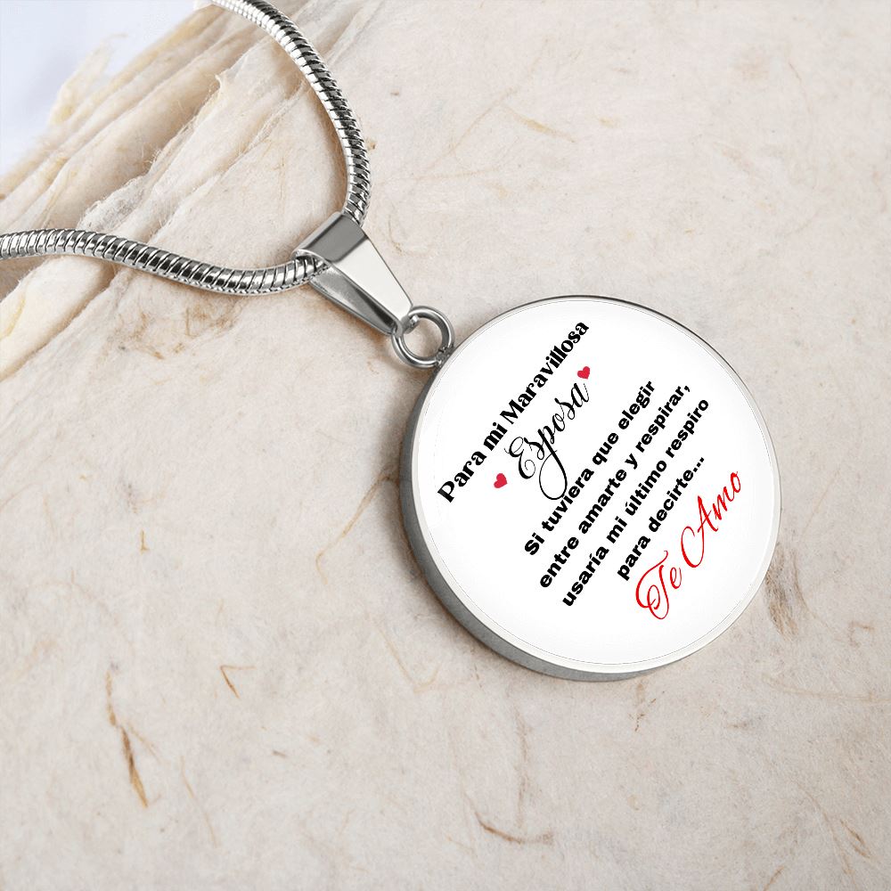 Para mi Maravillosa Esposa: Collar Circular con mensaje. Jewelry 