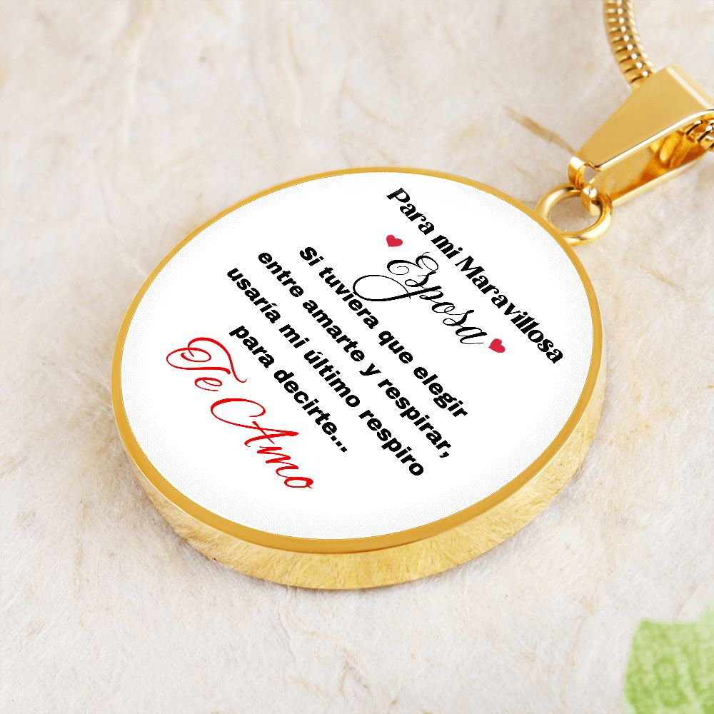 Para mi Maravillosa Esposa: Collar Circular con mensaje. Jewelry 
