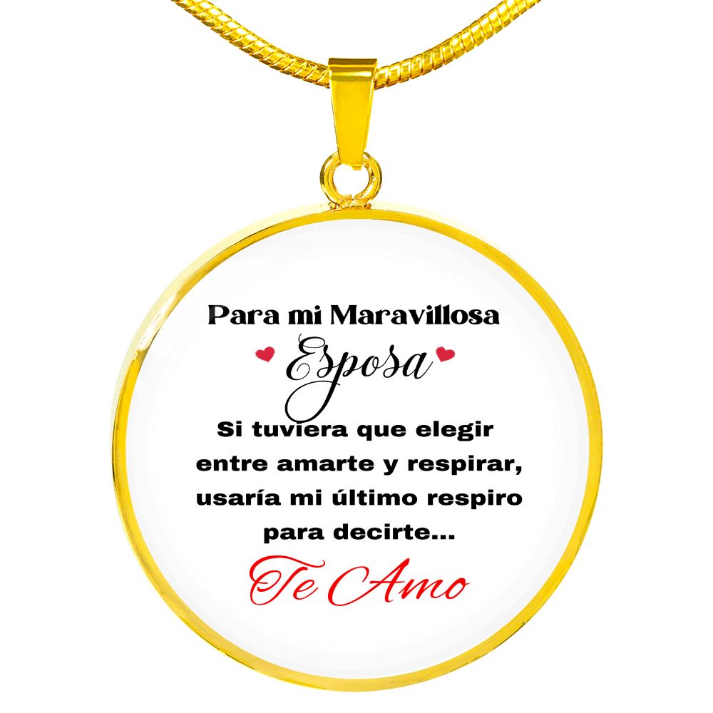 Para mi Maravillosa Esposa: Collar Circular con mensaje. Jewelry 