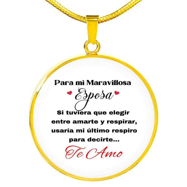 Para mi Maravillosa Esposa: Collar Circular con mensaje. Jewelry 