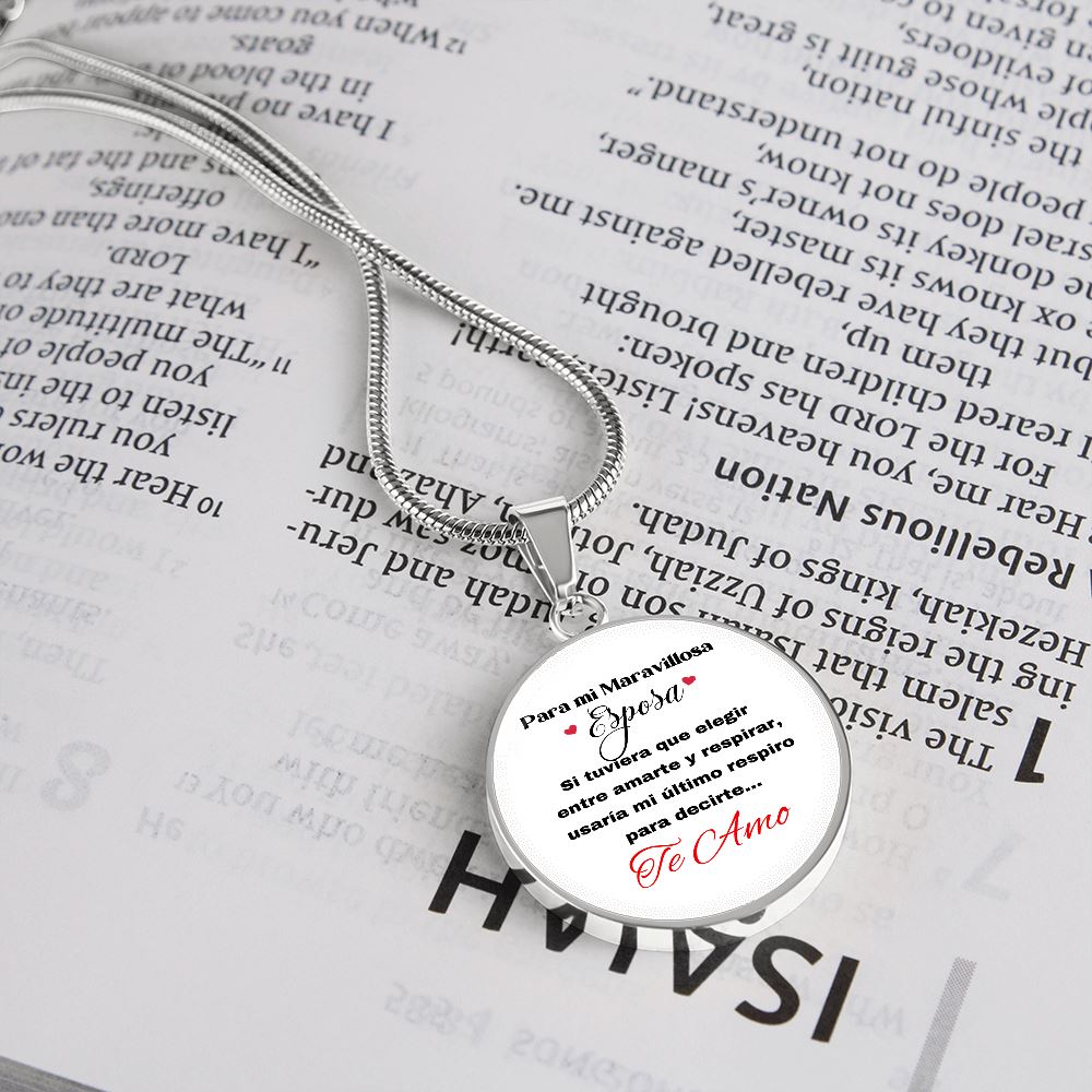 Para mi Maravillosa Esposa: Collar Circular con mensaje. Jewelry 
