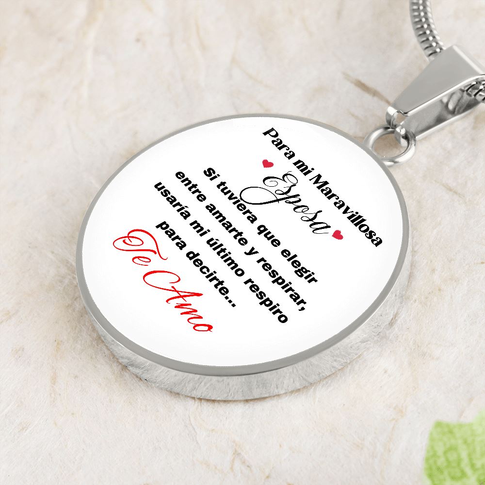 Para mi Maravillosa Esposa: Collar Circular con mensaje. Jewelry 