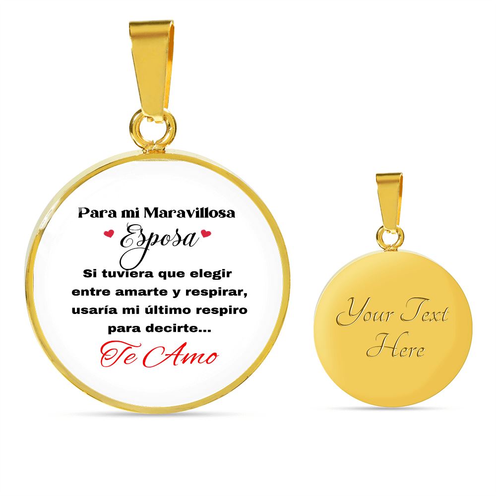 Para mi Maravillosa Esposa: Collar Circular con mensaje. Jewelry ShineOn Fulfillment Luxury Necklace (Gold) Yes 
