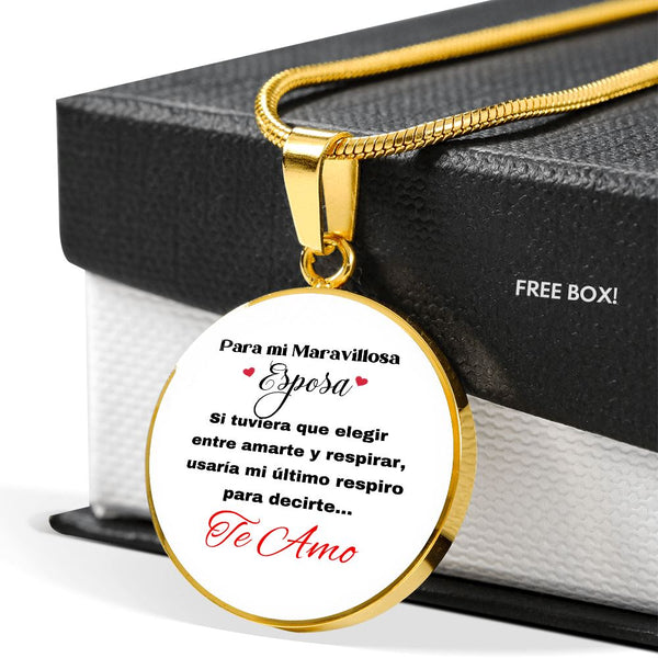 Para mi Maravillosa Esposa: Collar Circular con mensaje. Jewelry 