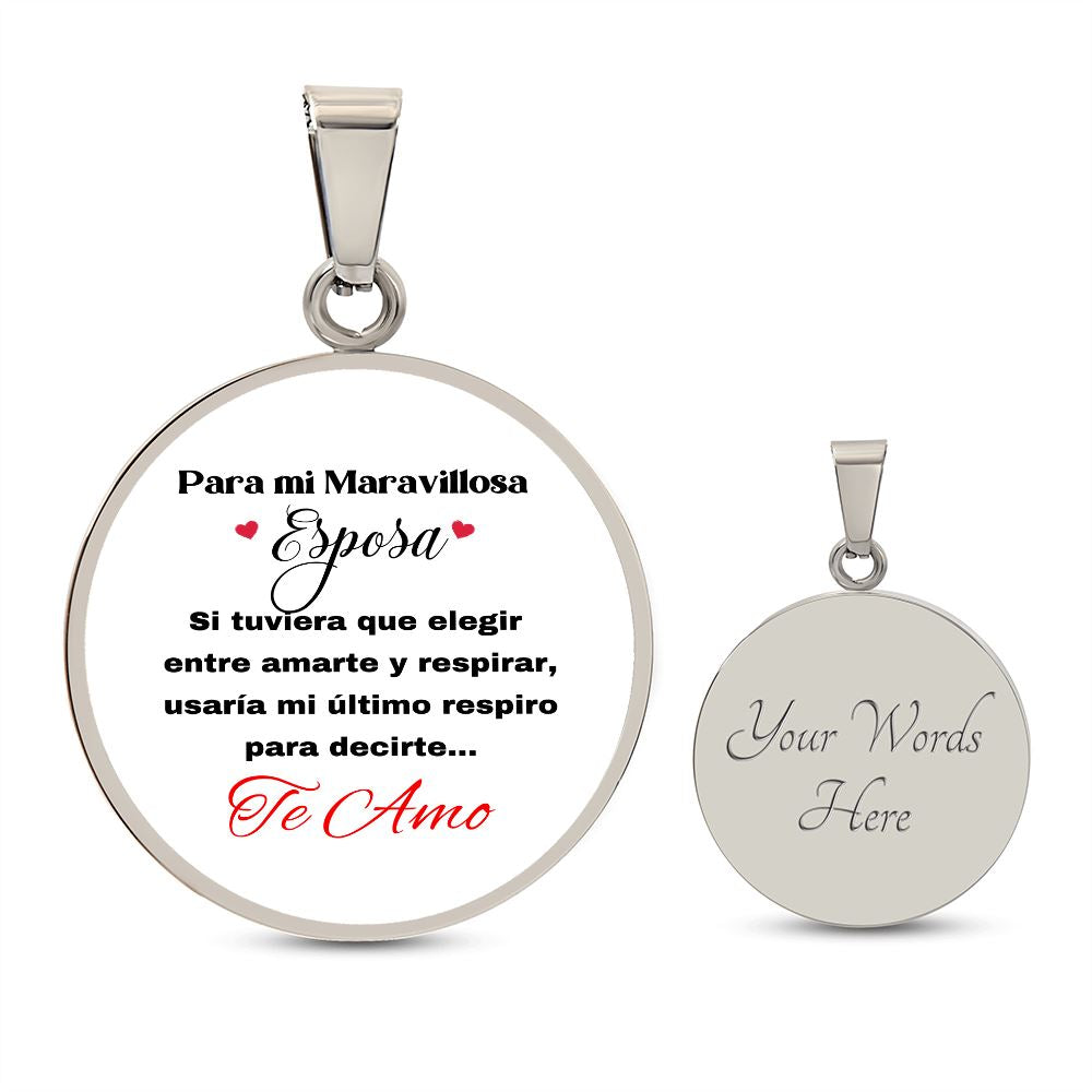 Para mi Maravillosa Esposa: Collar Circular con mensaje. Jewelry Luxury Necklace (Silver) Yes 