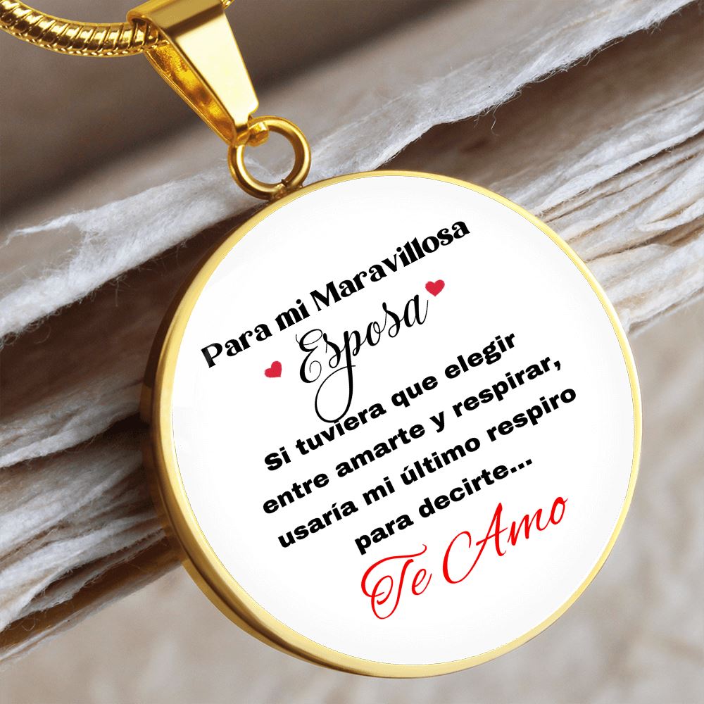 Para mi Maravillosa Esposa: Collar Circular con mensaje. Jewelry 
