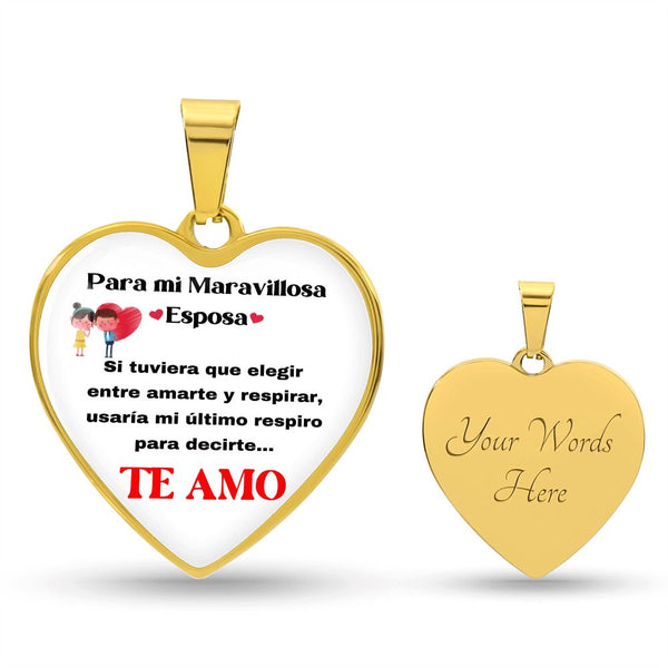 Para mi Maravillosa Esposa: Collar forma corazón para esa persona que AMAS. Jewelry Luxury Necklace (Gold) Yes 