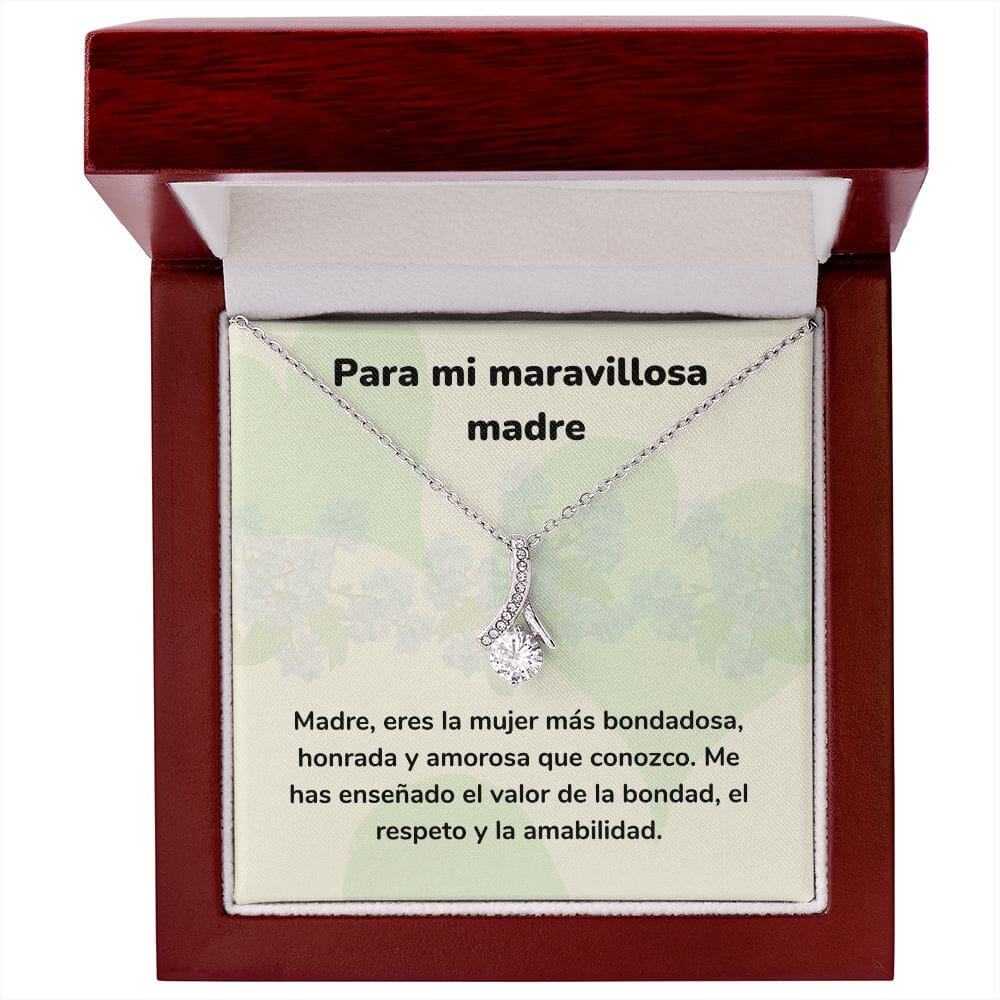 Para mi maravillosa madre - Collar Alluring Beauty - Día de las Madres Jewelry/AlluringBeauty Acabado en oro blanco de 14 k Luxury Box 