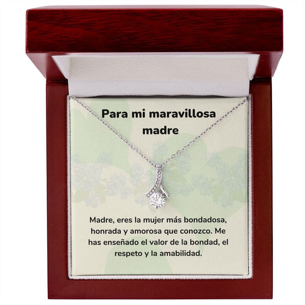 Para mi maravillosa madre - Collar Alluring Beauty - Día de las Madres Jewelry/AlluringBeauty Acabado en oro blanco de 14 k Luxury Box 