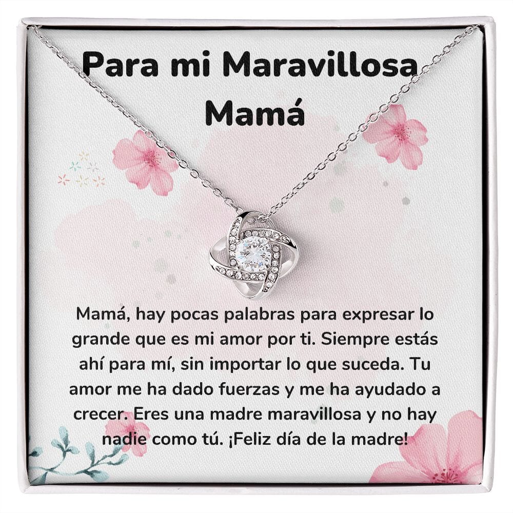 Para mi Maravillosa Mamá - Collar para Mamá (Nudo de Amor) Love Knot Jewelry/LoveKnot Acabado en oro blanco de 14 k Cajita Estándar (GRATIS) 