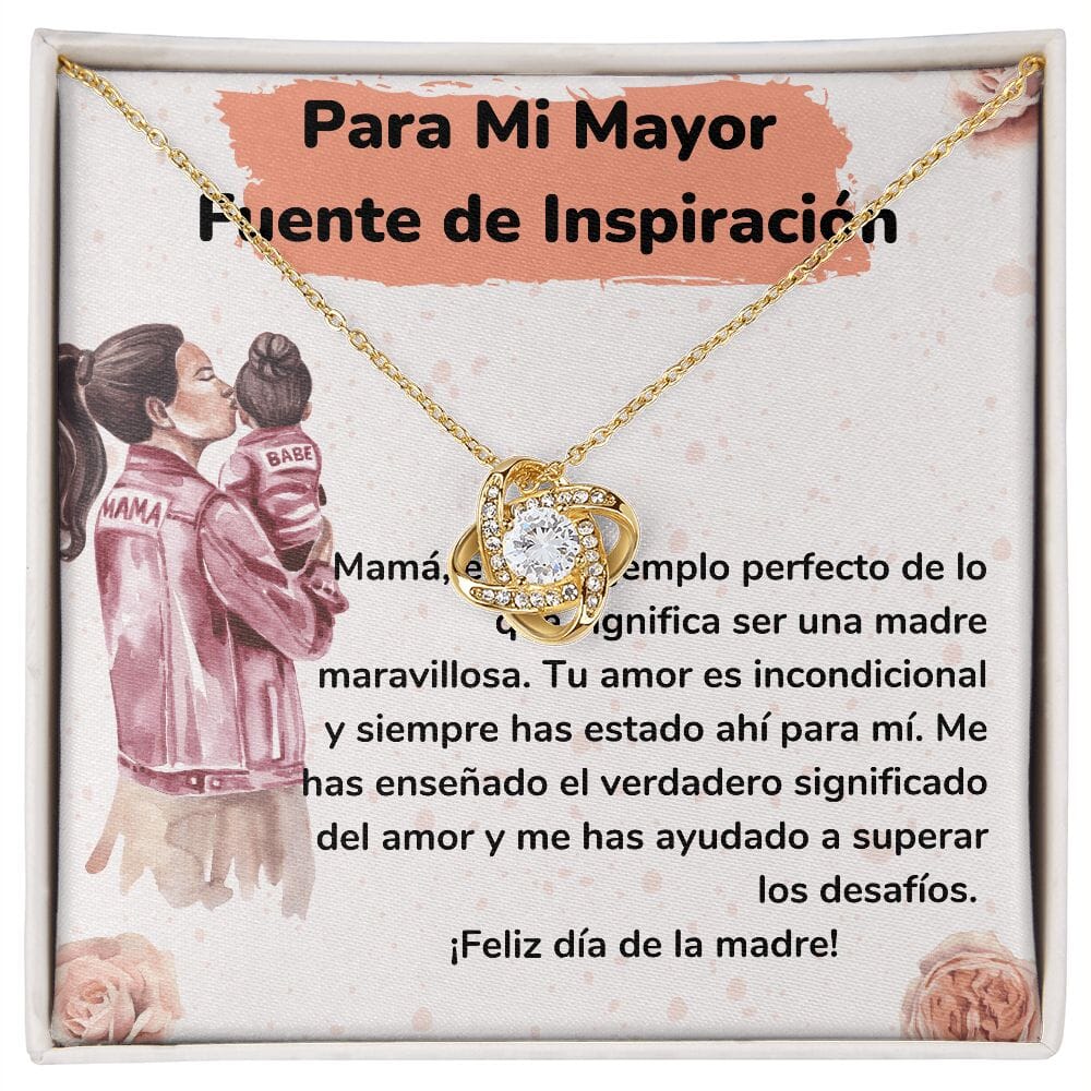 Para Mi Mayor Fuente de Inspiración - Collar para Mamá (Nudo de Amor) Love Knot Jewelry/LoveKnot Acabado en Oro Amarillo de 18 quilates Cajita Estándar (GRATIS) 