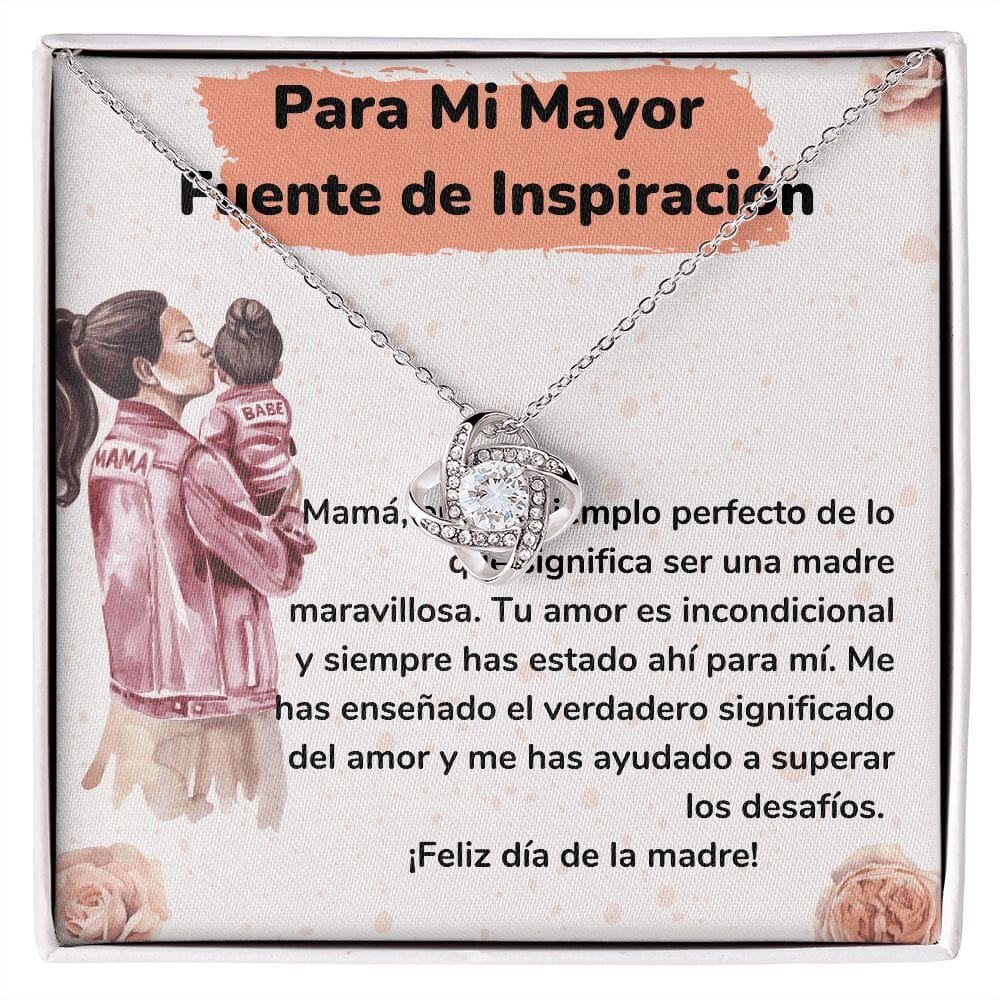 Para Mi Mayor Fuente de Inspiración - Collar para Mamá (Nudo de Amor) Love Knot Jewelry/LoveKnot Acabado en oro blanco de 14 k Cajita Estándar (GRATIS) 