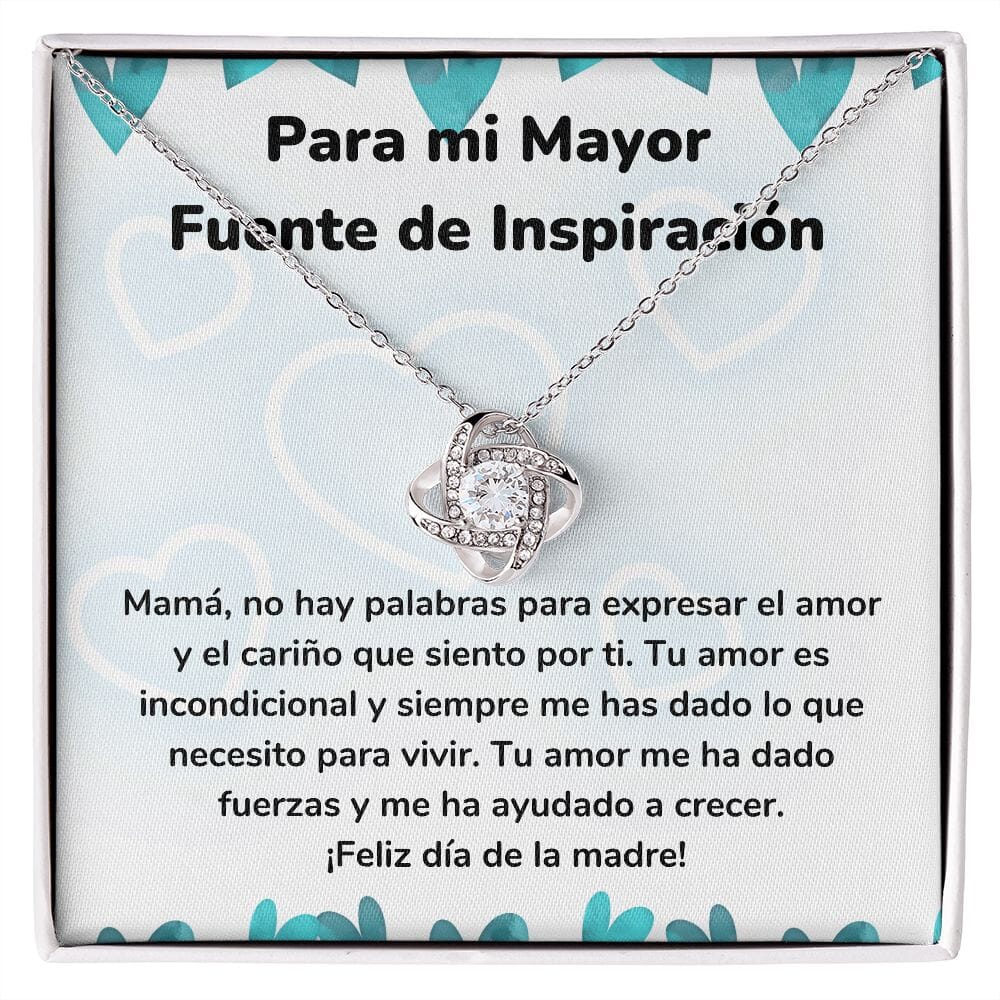 Para mi Mayor Fuente de Inspiración - Collar para Mamá (Nudo de Amor) Love Knot Jewelry/LoveKnot Acabado en oro blanco de 14 k Cajita Estándar (GRATIS) 