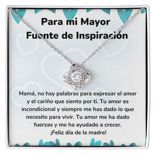 Para mi Mayor Fuente de Inspiración - Collar para Mamá (Nudo de Amor) Love Knot Jewelry/LoveKnot Acabado en oro blanco de 14 k Cajita Estándar (GRATIS) 