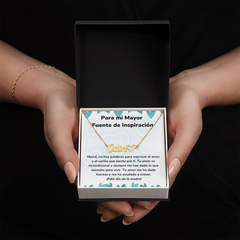 Para mi Mayor Fuente de Inspiración - Collar Personalizado Con Nombre Corazón - Mamá Jewelry/NameNecklaceHeart <p>Acabado en Oro Amarillo de 18 quilates</p> Standard Box 