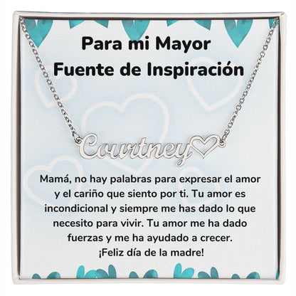 Para mi Mayor Fuente de Inspiración - Collar Personalizado Con Nombre Corazón - Mamá Jewelry/NameNecklaceHeart 
