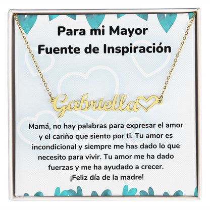 Para mi Mayor Fuente de Inspiración - Collar Personalizado Con Nombre Corazón - Mamá Jewelry/NameNecklaceHeart 