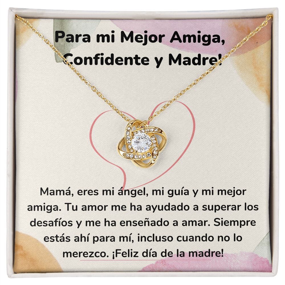 Para mi Mejor Amiga, Confidente y Madre! - Collar para Mamá (Nudo de Amor) Love Knot Jewelry/LoveKnot Acabado en Oro Amarillo de 18 quilates Cajita Estándar (GRATIS) 