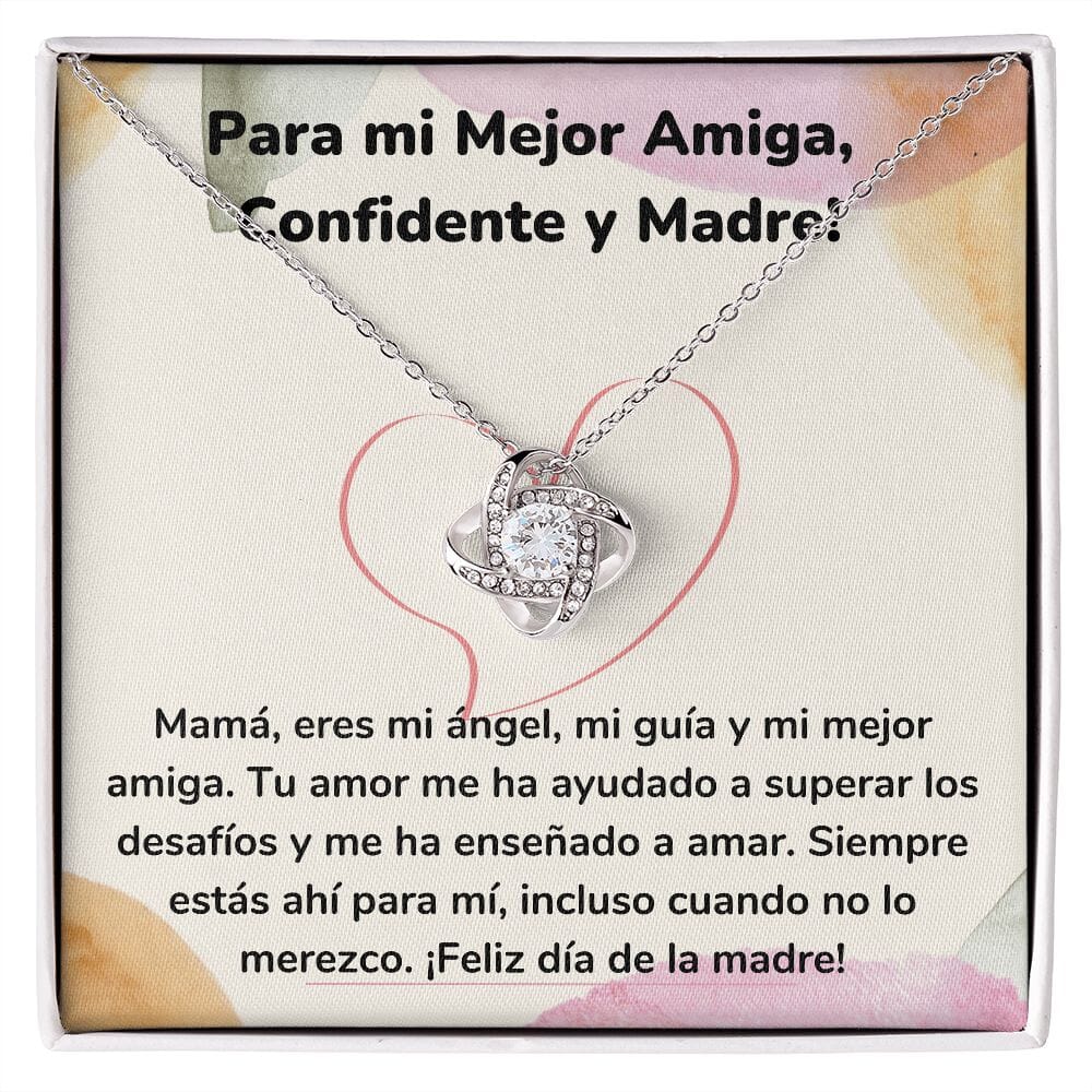 Para mi Mejor Amiga, Confidente y Madre! - Collar para Mamá (Nudo de Amor) Love Knot Jewelry/LoveKnot Acabado en oro blanco de 14 k Cajita Estándar (GRATIS) 