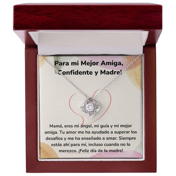 Para mi Mejor Amiga, Confidente y Madre!- Collar para Mamá (Nudo de Amor) Love Knot Jewelry ShineOn Fulfillment Acabado en oro blanco de 14 k Luxury Box 