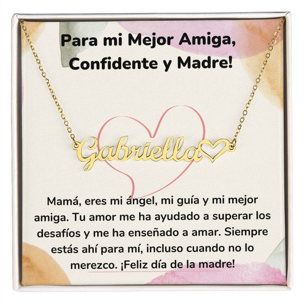 Para mi Mejor Amiga, Confidente y Madre! - Collar Personalizado Con Nombre Corazón - Mamá Jewelry/NameNecklaceHeart ShineOn Fulfillment 