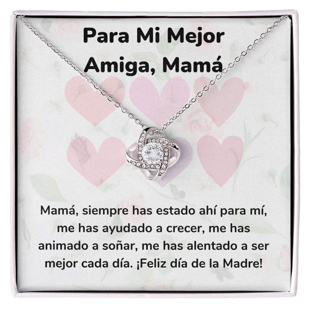 Para Mi Mejor Amiga, Mamá Collar Para Mamá Nudo de Amor (LoveKnot) Jewelry/LoveKnot Acabado en oro blanco de 14 k Cajita Estándar (GRATIS) 