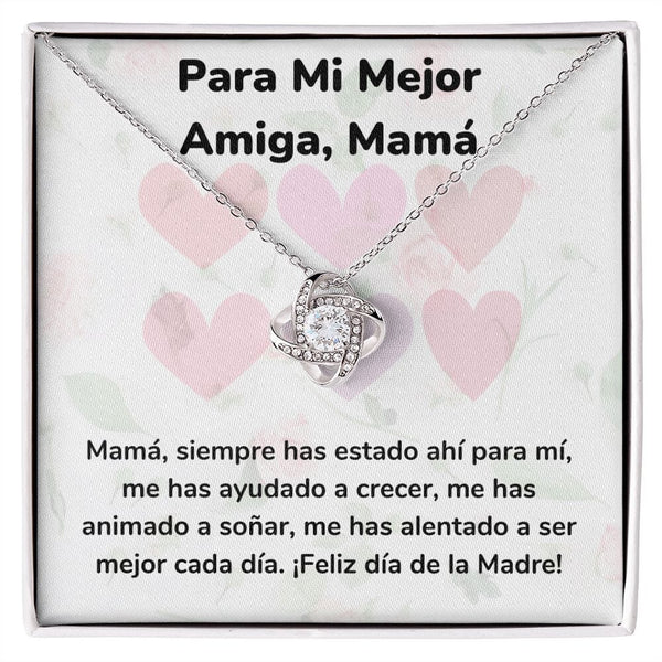 Para Mi Mejor Amiga, Mamá Collar Para Mamá Nudo de Amor (LoveKnot) Jewelry/LoveKnot Acabado en oro blanco de 14 k Cajita Estándar (GRATIS) 