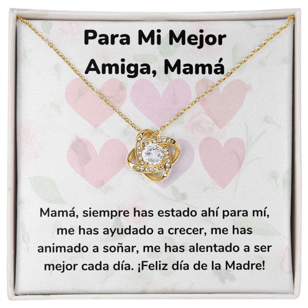 Para Mi Mejor Amiga, Mamá Collar Para Mamá Nudo de Amor (LoveKnot) Jewelry/LoveKnot Acabado en Oro Amarillo de 18 quilates Cajita Estándar (GRATIS) 
