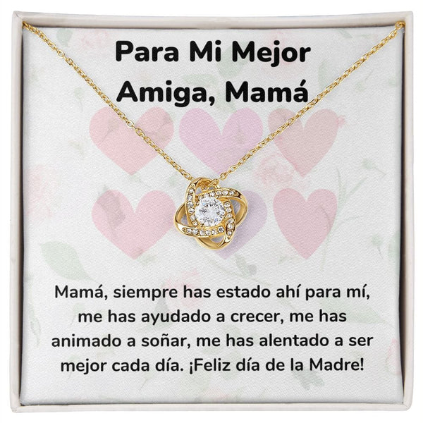 Para Mi Mejor Amiga, Mamá Collar Para Mamá Nudo de Amor (LoveKnot) Jewelry/LoveKnot Acabado en Oro Amarillo de 18 quilates Cajita Estándar (GRATIS) 