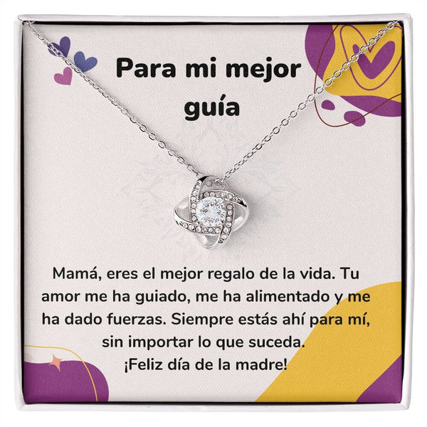Para mi mejor guía - Collar para Mamá (Nudo de Amor) Love Knot Jewelry/LoveKnot Acabado en oro blanco de 14 k Cajita Estándar (GRATIS) 