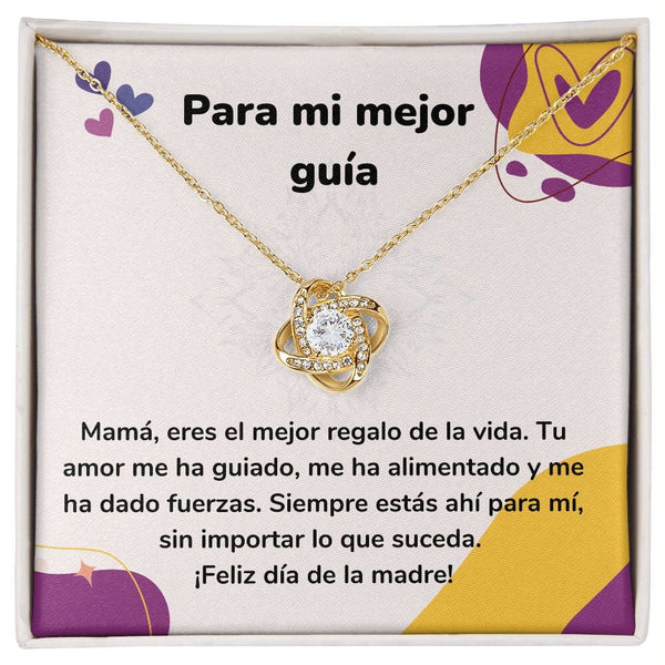 Para mi mejor guía - Collar para Mamá (Nudo de Amor) Love Knot Jewelry/LoveKnot Acabado en Oro Amarillo de 18 quilates Cajita Estándar (GRATIS) 