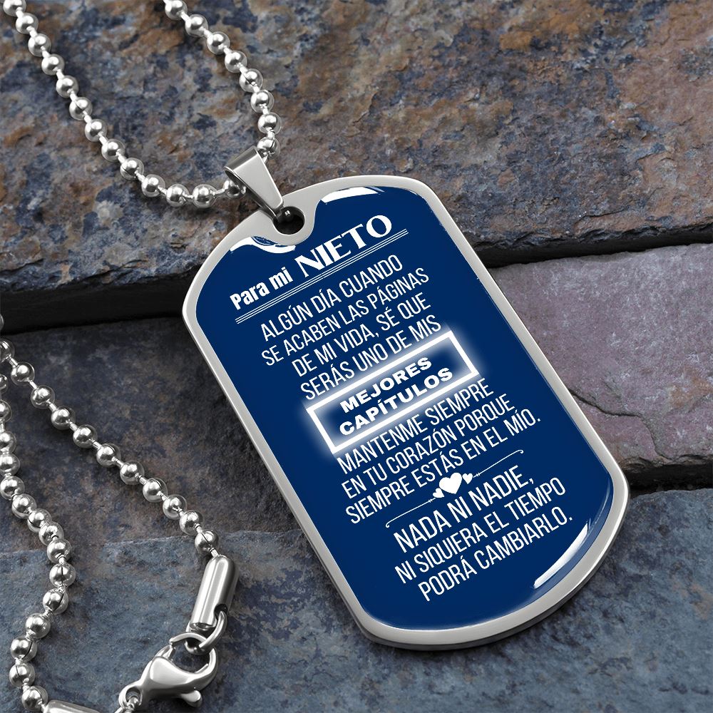 Para mi Nieto - Collar cadena Militar fondo Azul Jewelry ShineOn Fulfillment Military Chain (Silver) No 