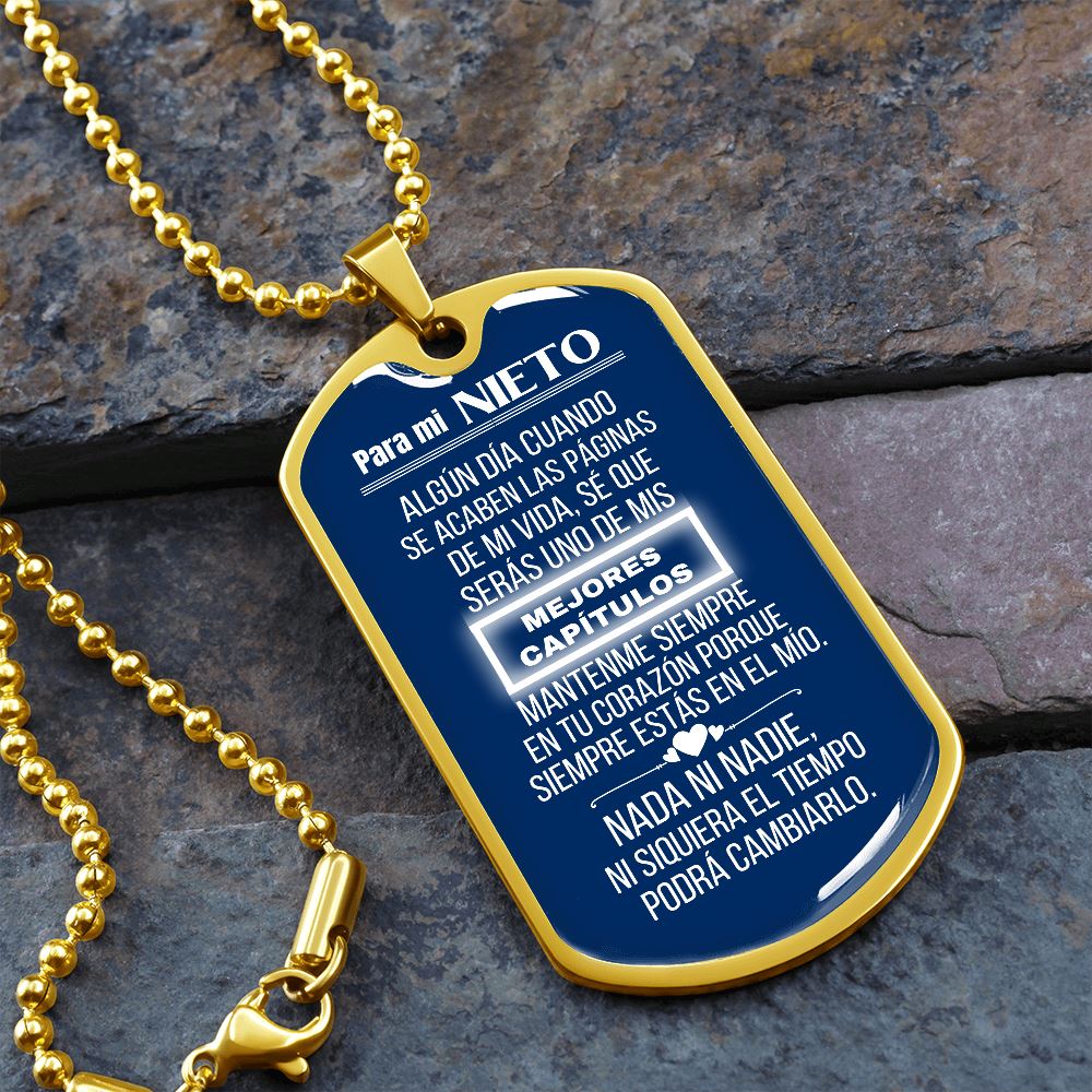 Para mi Nieto - Collar cadena Militar fondo Azul Jewelry ShineOn Fulfillment Military Chain (Gold) No 